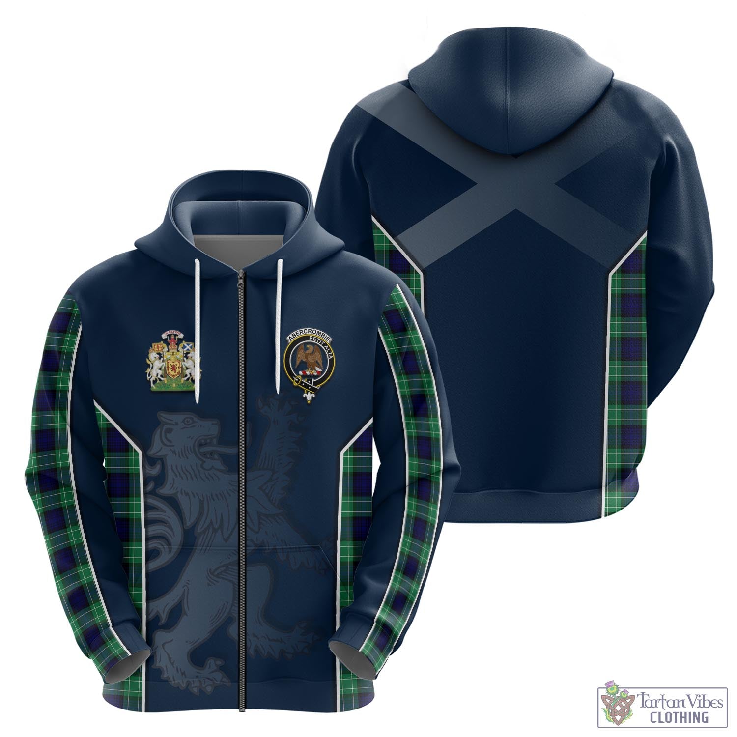 Tartan Vibes Clothing Abercrombie Tartan Hoodie with Family Crest and Lion Rampant Vibes Sport Style