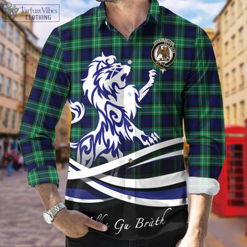 Abercrombie Tartan Long Sleeve Button Up Shirt with Alba Gu Brath Regal Lion Emblem