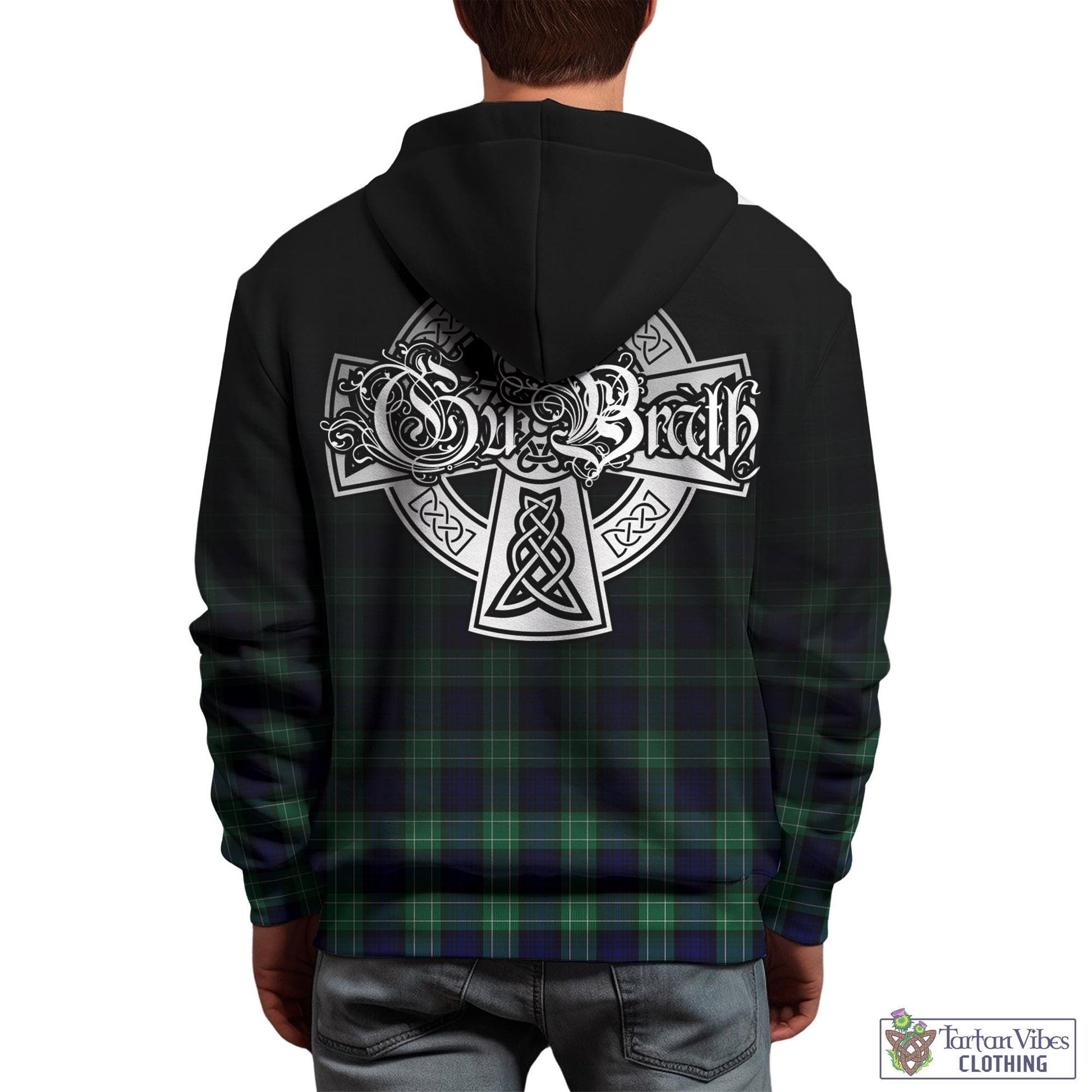 Tartan Vibes Clothing Abercrombie Tartan Hoodie Featuring Alba Gu Brath Family Crest Celtic Inspired