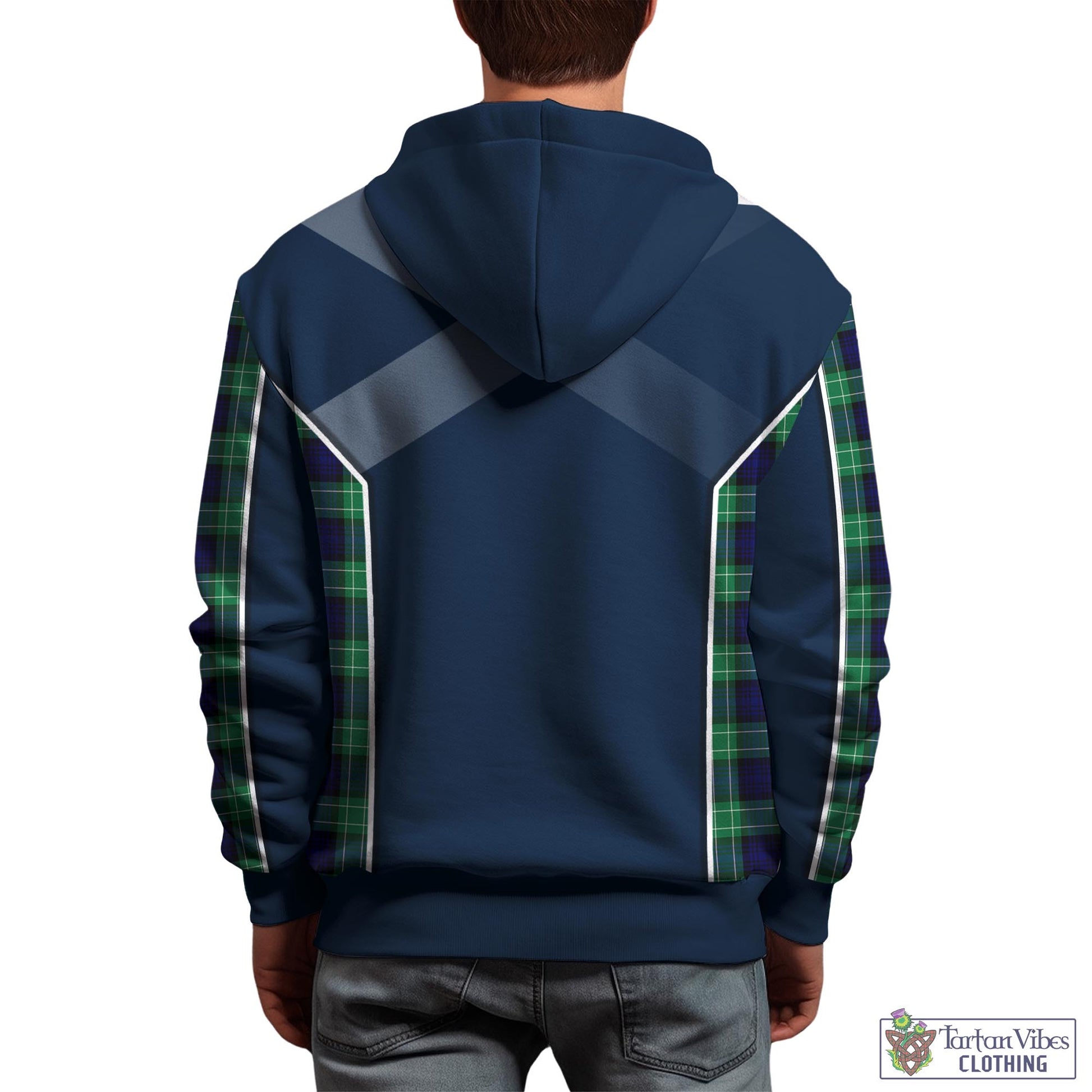 Tartan Vibes Clothing Abercrombie Tartan Hoodie with Family Crest and Scottish Thistle Vibes Sport Style