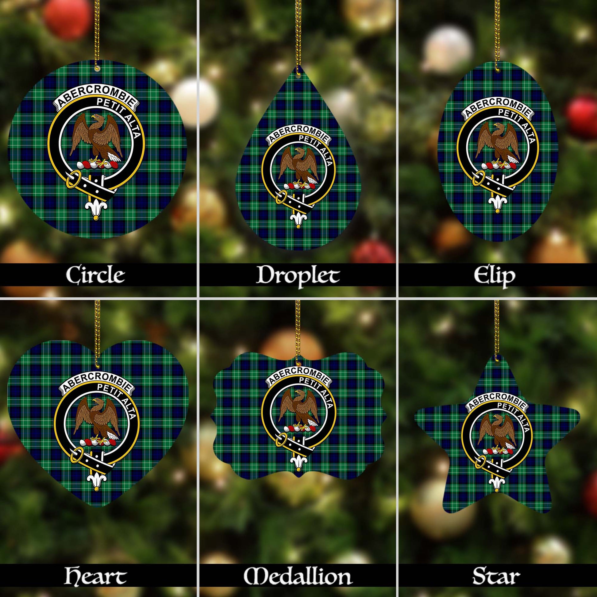 Abercrombie Tartan Christmas Ornaments with Family Crest - Tartanvibesclothing