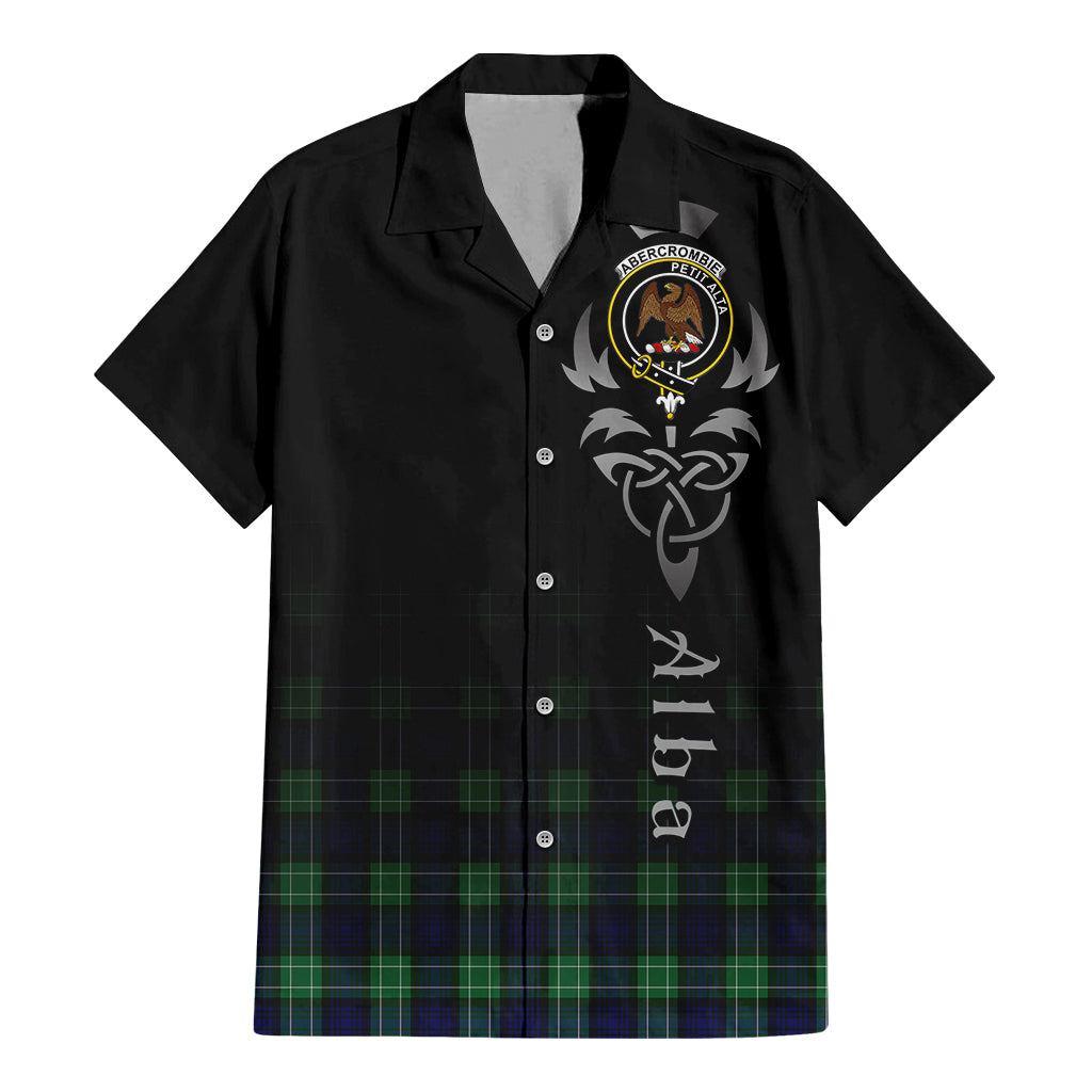 Tartan Vibes Clothing Abercrombie Tartan Short Sleeve Button Up Featuring Alba Gu Brath Family Crest Celtic Inspired