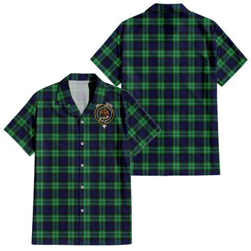 Abercrombie Tartan Short Sleeve Button Down Shirt with Family Crest