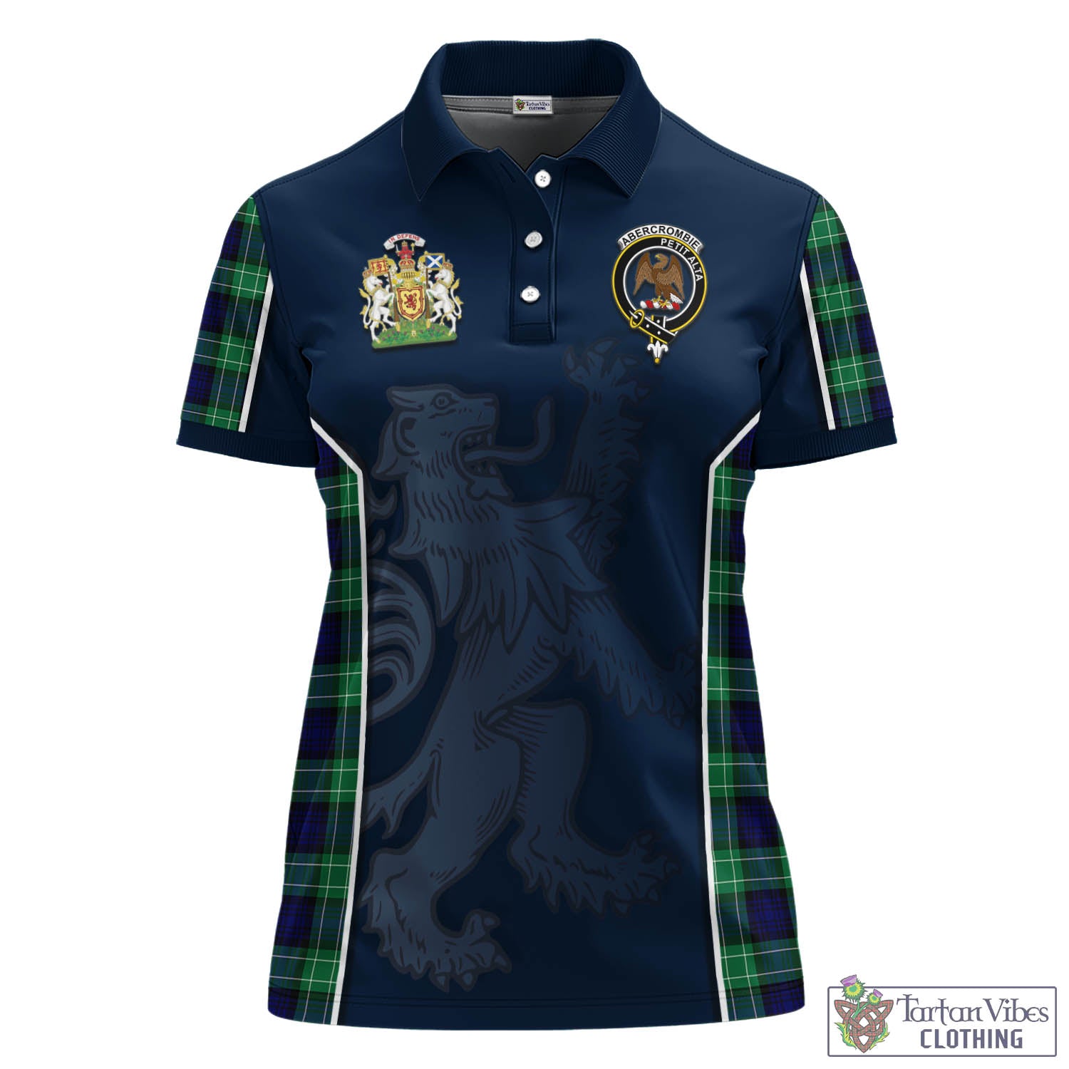 Tartan Vibes Clothing Abercrombie Tartan Women's Polo Shirt with Family Crest and Lion Rampant Vibes Sport Style