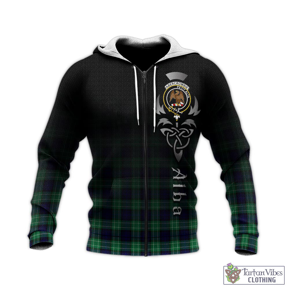Tartan Vibes Clothing Abercrombie Tartan Knitted Hoodie Featuring Alba Gu Brath Family Crest Celtic Inspired