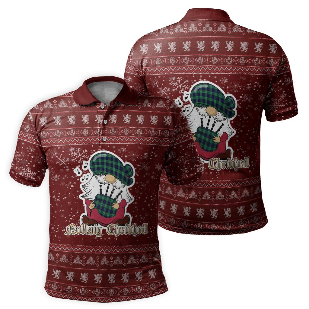 Abercrombie Clan Christmas Family Polo Shirt with Funny Gnome Playing Bagpipes - Tartanvibesclothing
