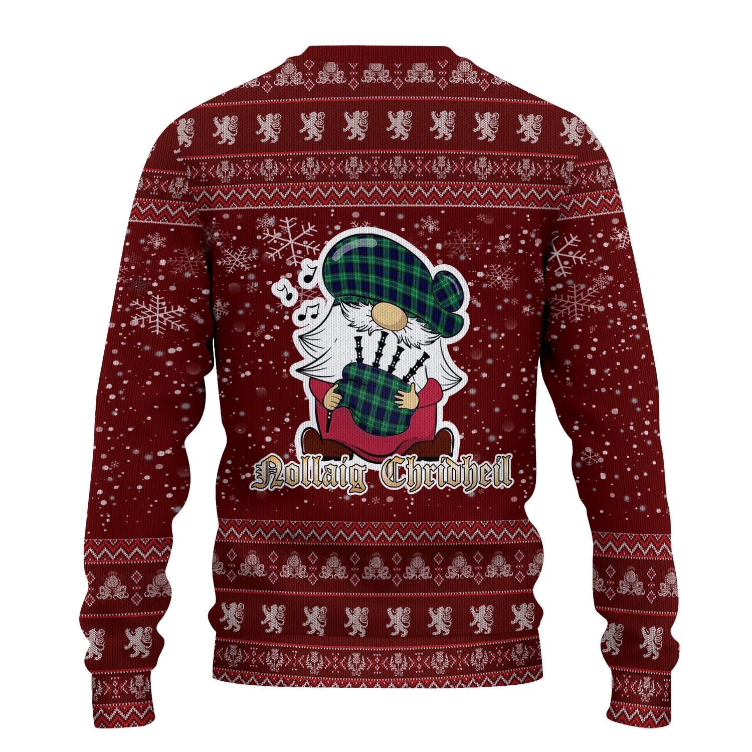 Abercrombie Clan Christmas Family Knitted Sweater with Funny Gnome Playing Bagpipes - Tartanvibesclothing