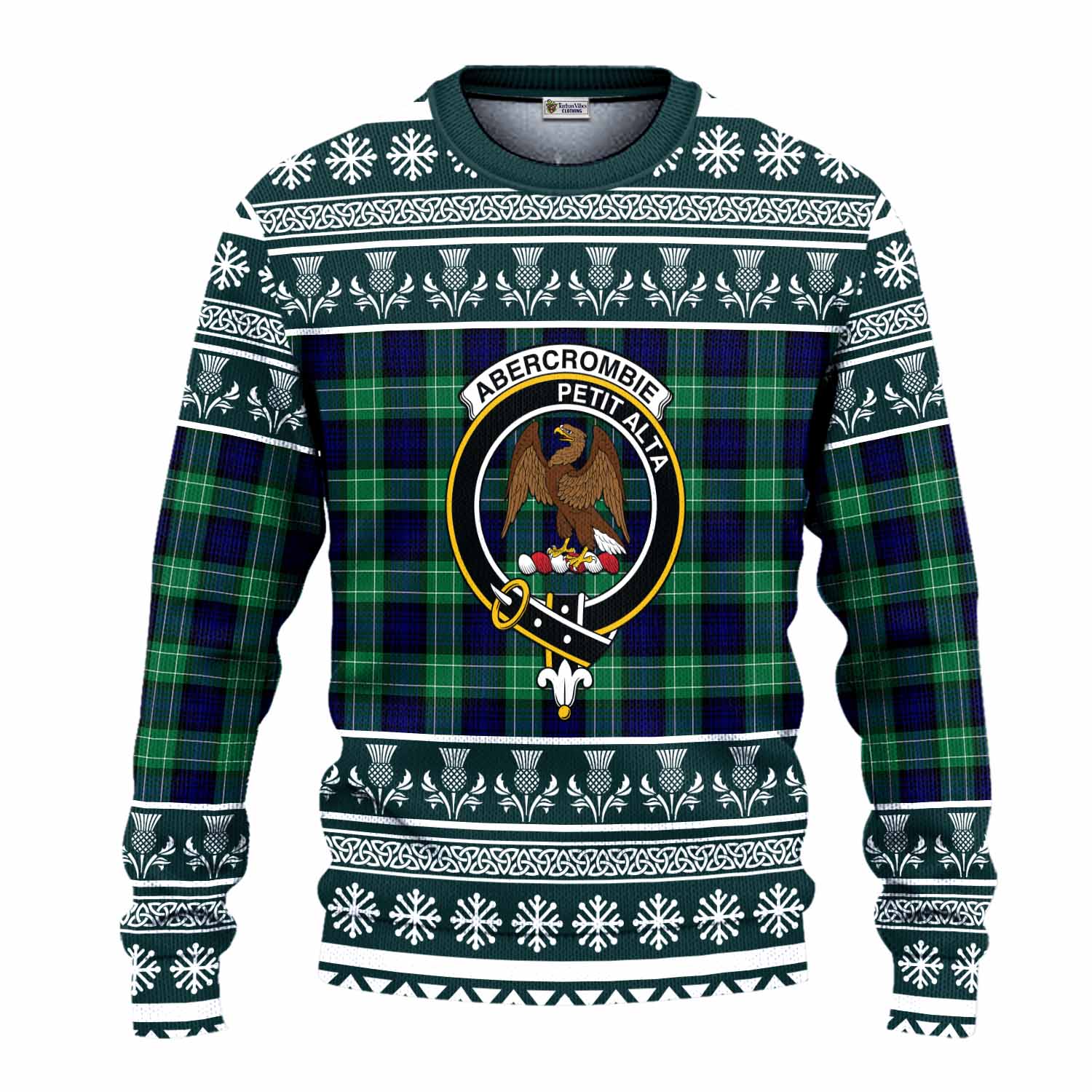 Abercrombie Clan Tartan Christmas Ugly Sweater with Family Crest
