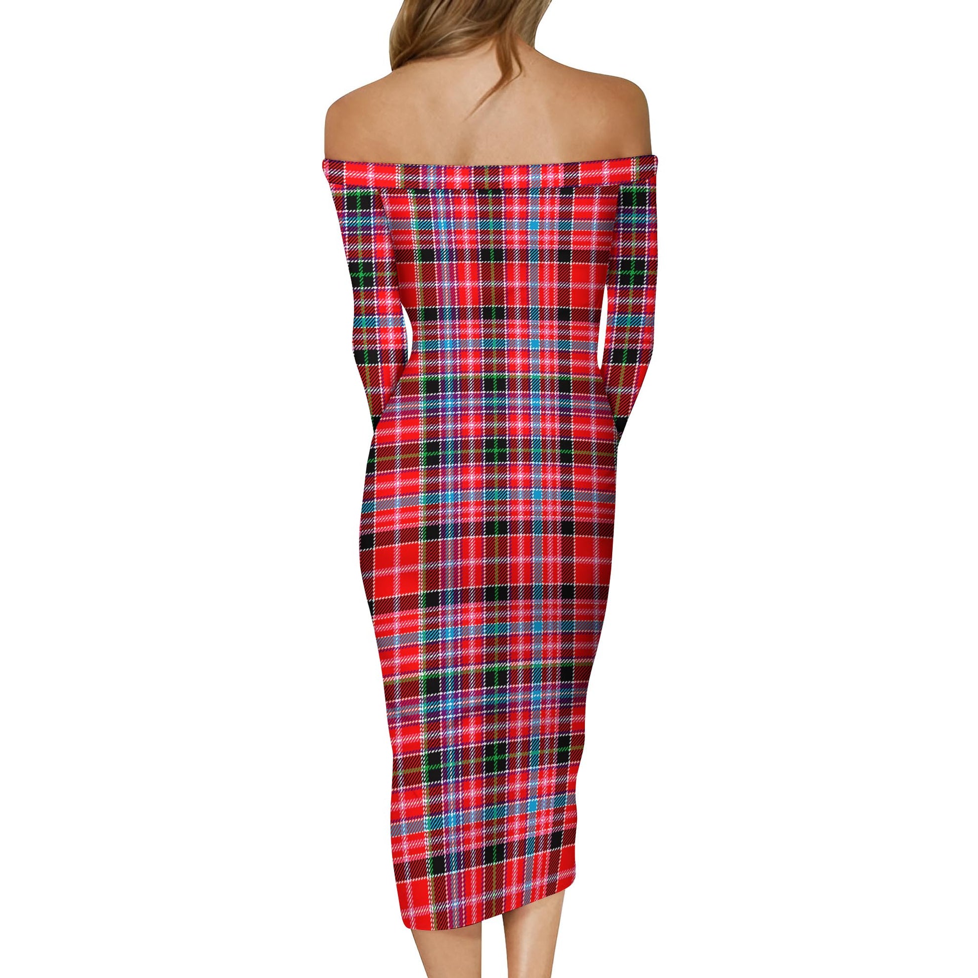 Aberdeen District Tartan Off Shoulder Lady Dress - Tartanvibesclothing