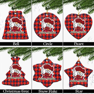 Abernethy Tartan Christmas Ornaments with Scottish Gnome Playing Bagpipes