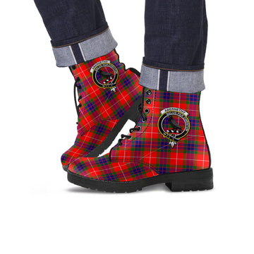 Abernethy Tartan Leather Boots with Family Crest