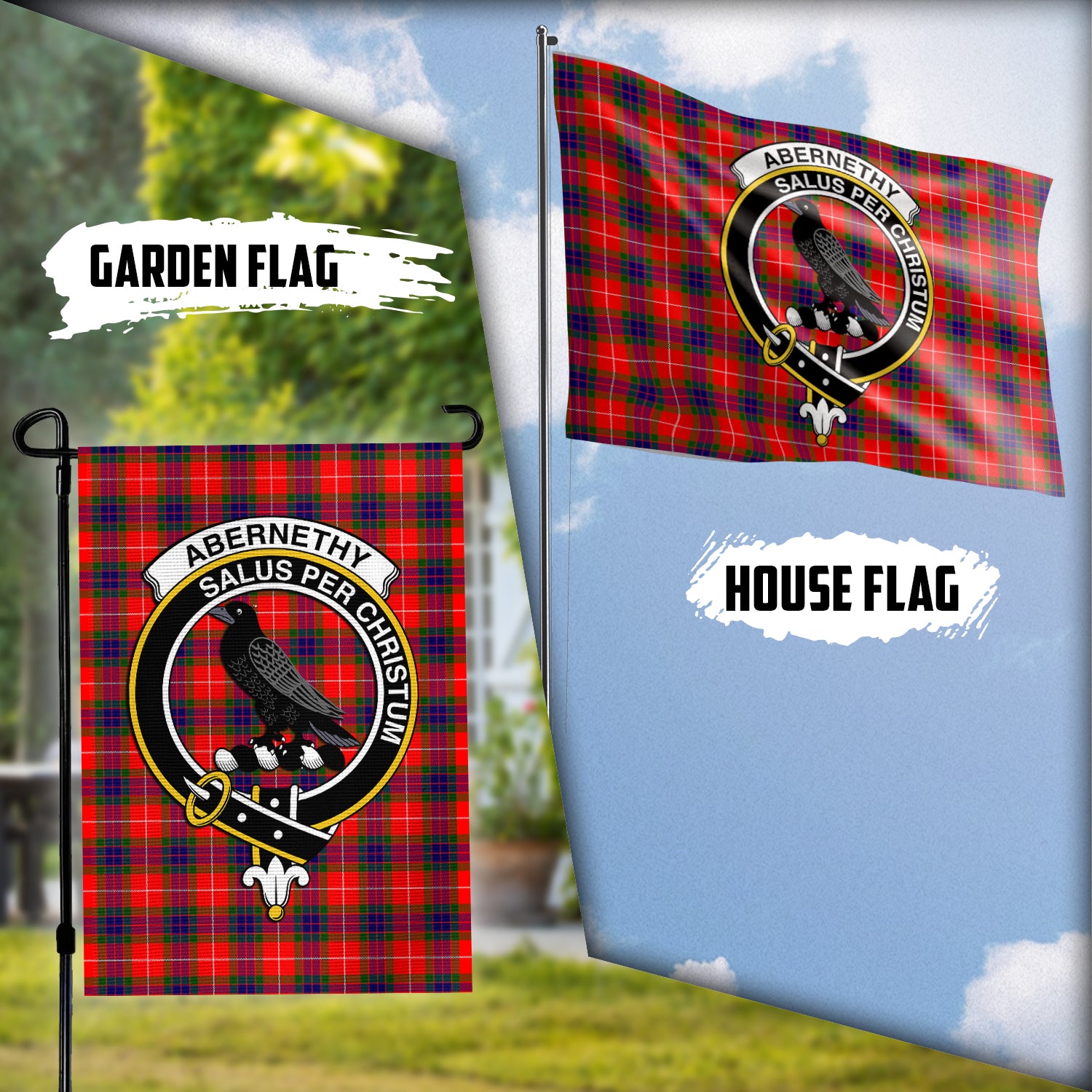 Abernethy Tartan Flag with Family Crest Garden Flag (Vertical) - Tartanvibesclothing