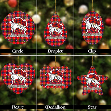 Abernethy Tartan Christmas Ornaments with Scottish Gnome Playing Bagpipes