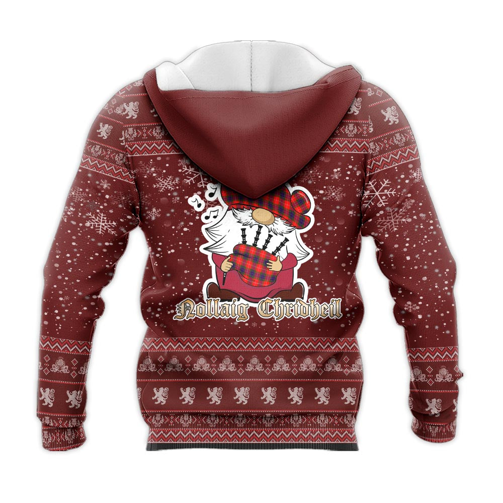 Abernethy Clan Christmas Knitted Hoodie with Funny Gnome Playing Bagpipes - Tartanvibesclothing