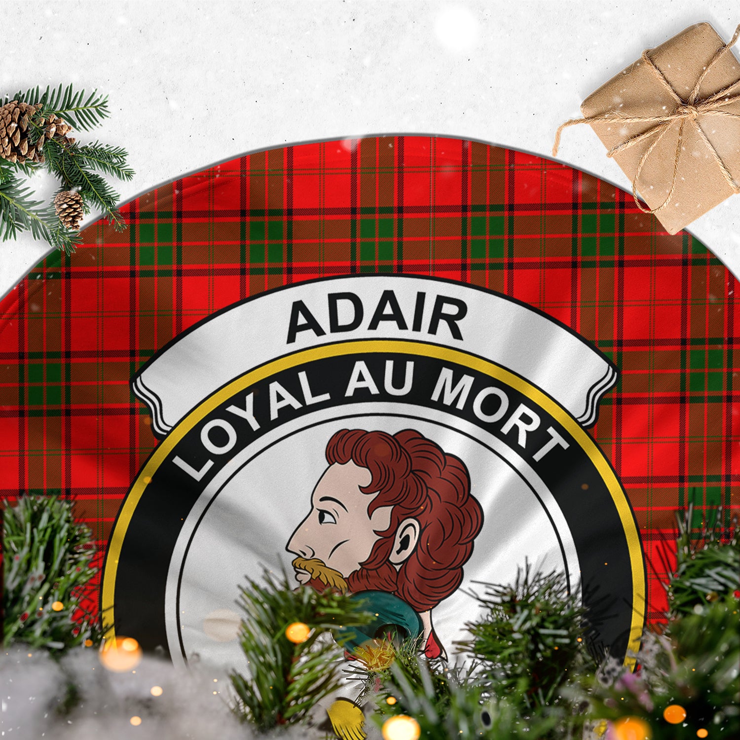 Adair Tartan Christmas Tree Skirt with Family Crest - Tartanvibesclothing