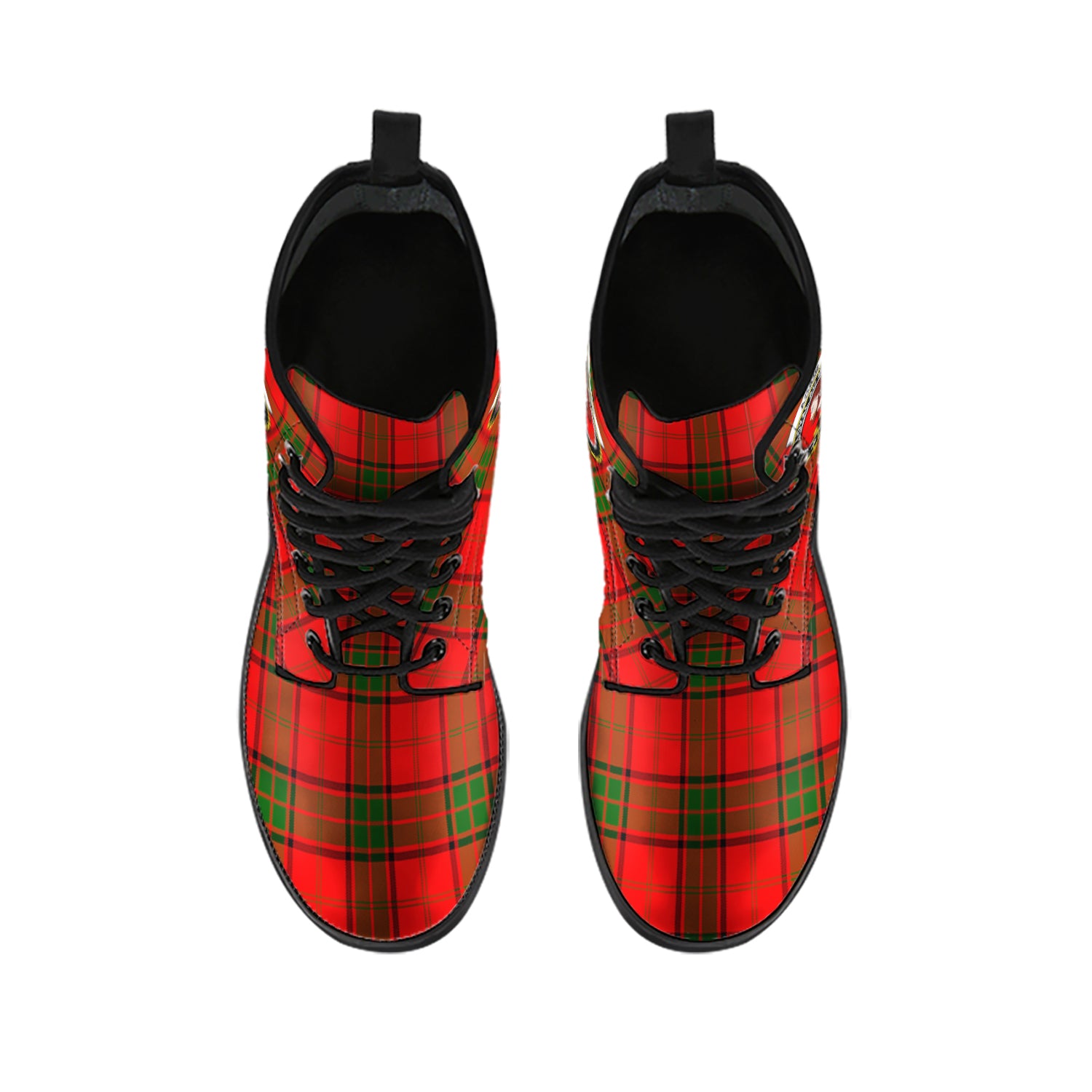 Adair Tartan Leather Boots with Family Crest - Tartanvibesclothing