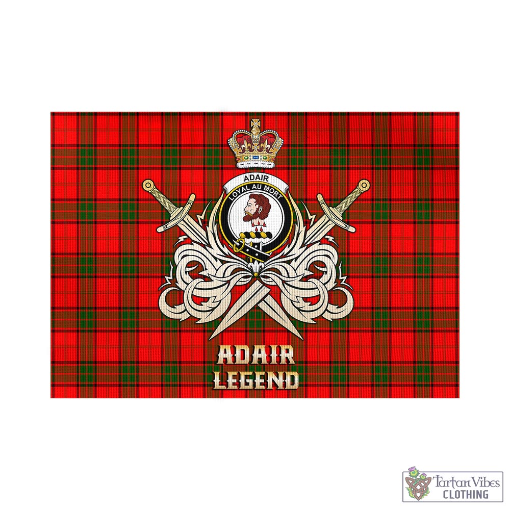 Tartan Vibes Clothing Adair Tartan Flag with Clan Crest and the Golden Sword of Courageous Legacy