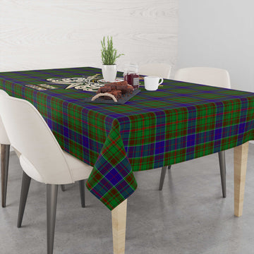 Adam Tartan Tablecloth with Clan Crest and the Golden Sword of Courageous Legacy