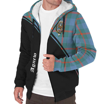 Agnew Ancient Tartan Sherpa Hoodie with Family Crest Curve Style