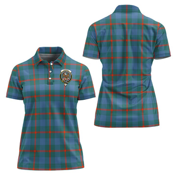 Agnew Ancient Tartan Polo Shirt with Family Crest For Women