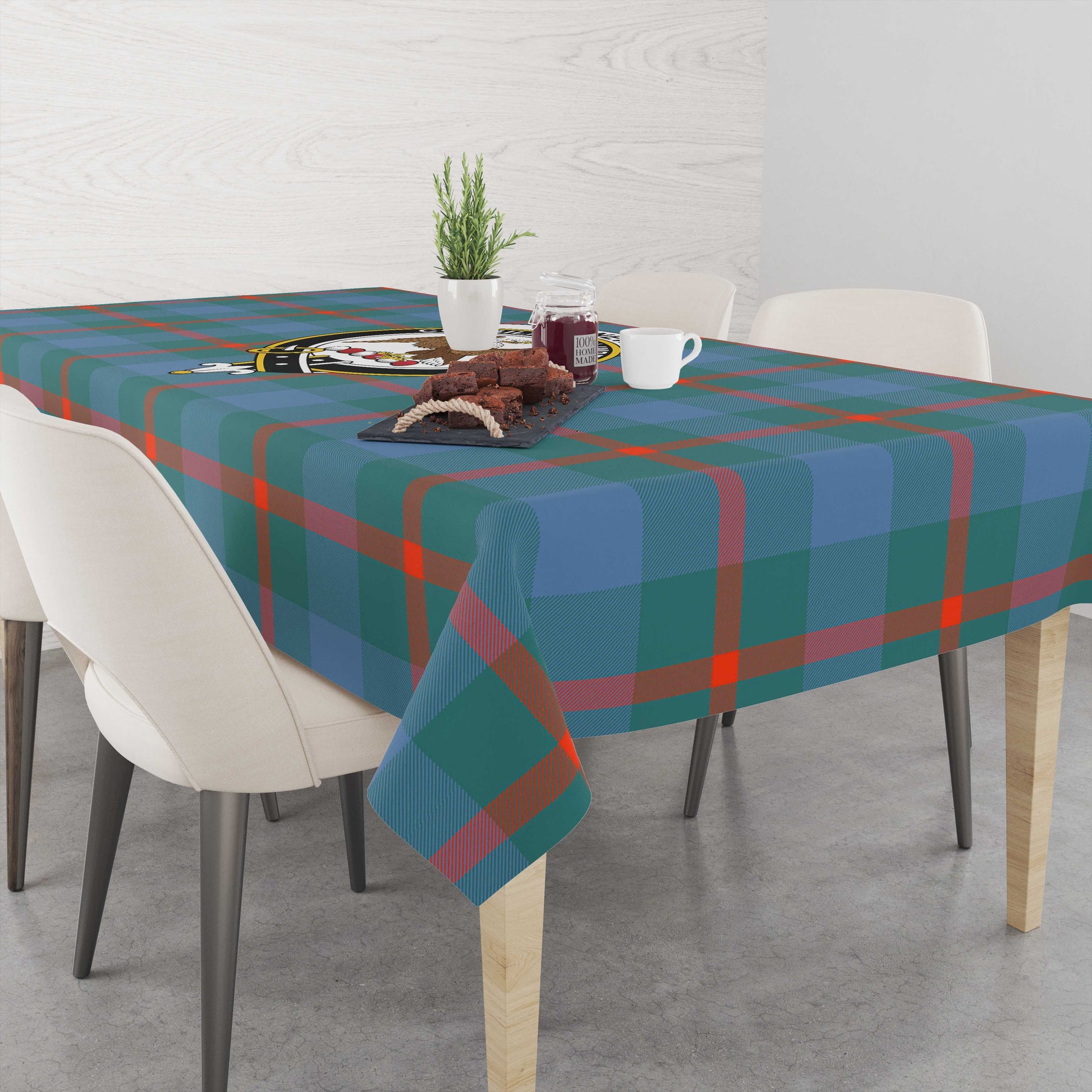 Agnew Ancient Tatan Tablecloth with Family Crest - Tartanvibesclothing