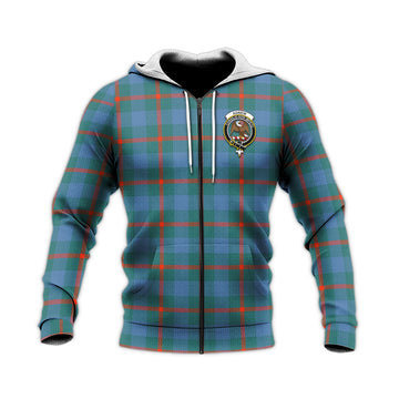 Agnew Ancient Tartan Knitted Hoodie with Family Crest