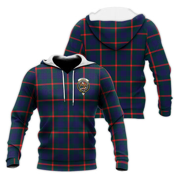 Agnew Modern Tartan Knitted Hoodie with Family Crest
