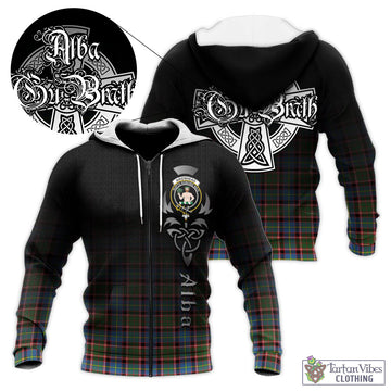 Aikenhead Tartan Knitted Hoodie Featuring Alba Gu Brath Family Crest Celtic Inspired