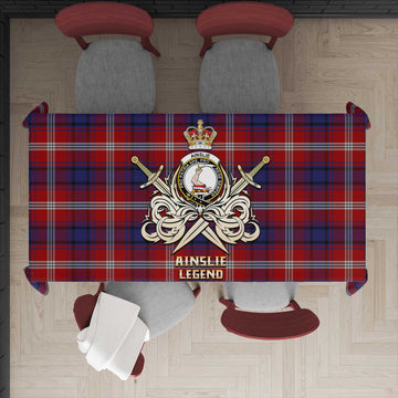 Ainslie Tartan Tablecloth with Clan Crest and the Golden Sword of Courageous Legacy
