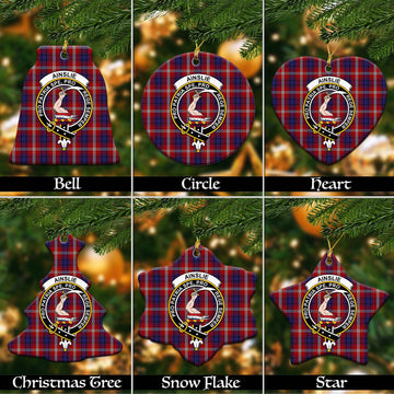 Ainslie Tartan Christmas Ornaments with Family Crest
