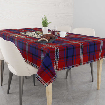 Ainslie Tartan Tablecloth with Clan Crest and the Golden Sword of Courageous Legacy
