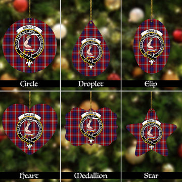 Ainslie Tartan Christmas Ornaments with Family Crest