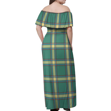 Alberta Province Canada Tartan Off Shoulder Long Dress