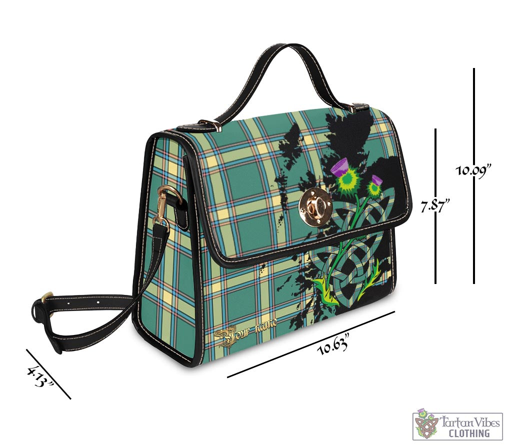 Tartan Vibes Clothing Alberta Province Canada Tartan Waterproof Canvas Bag with Scotland Map and Thistle Celtic Accents
