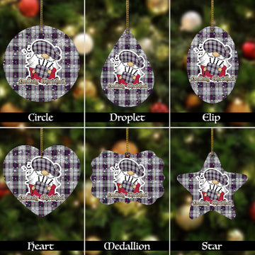 Alexander of Menstry Dress Tartan Christmas Ornaments with Scottish Gnome Playing Bagpipes