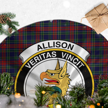 Allison Red Tartan Christmas Tree Skirt with Family Crest