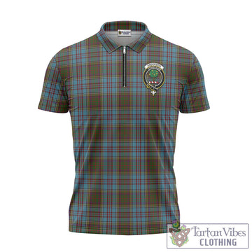 Anderson Tartan Zipper Polo Shirt with Family Crest