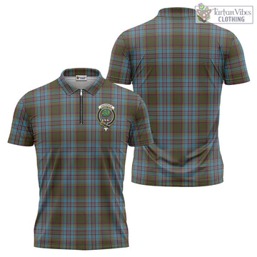 Anderson Tartan Zipper Polo Shirt with Family Crest