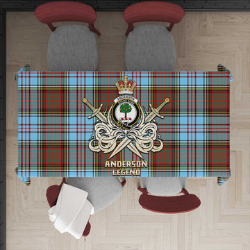Anderson Ancient Tartan Tablecloth with Clan Crest and the Golden Sword of Courageous Legacy