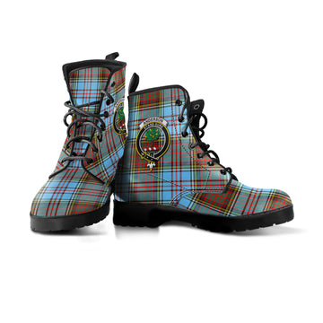 Anderson Ancient Tartan Leather Boots with Family Crest