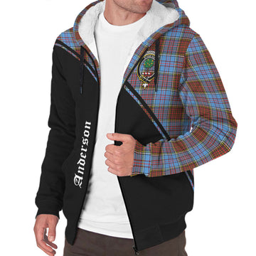 Anderson Modern Tartan Sherpa Hoodie with Family Crest Curve Style