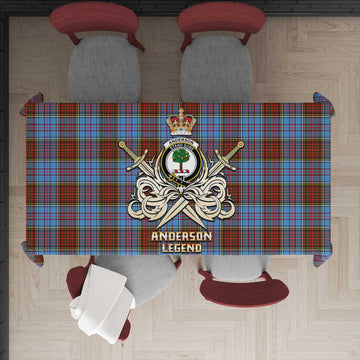 Anderson Modern Tartan Tablecloth with Clan Crest and the Golden Sword of Courageous Legacy