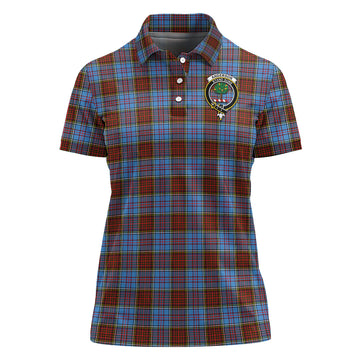 Anderson Modern Tartan Polo Shirt with Family Crest For Women