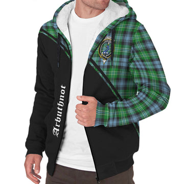 Arbuthnot Ancient Tartan Sherpa Hoodie with Family Crest Curve Style