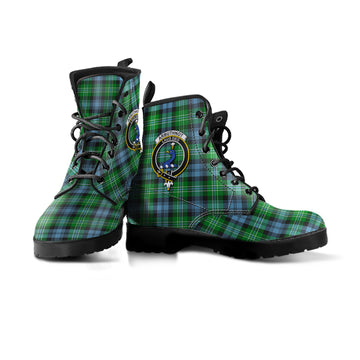Arbuthnot Ancient Tartan Leather Boots with Family Crest