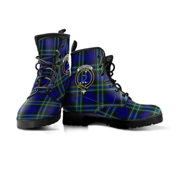 Arbuthnot Modern Tartan Leather Boots with Family Crest