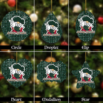 Armagh County Ireland Tartan Christmas Ornaments with Scottish Gnome Playing Bagpipes