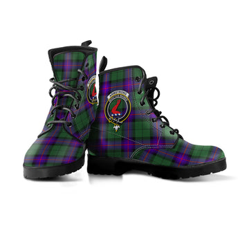 Armstrong Modern Tartan Leather Boots with Family Crest