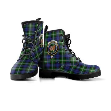 Baillie Modern Tartan Leather Boots with Family Crest