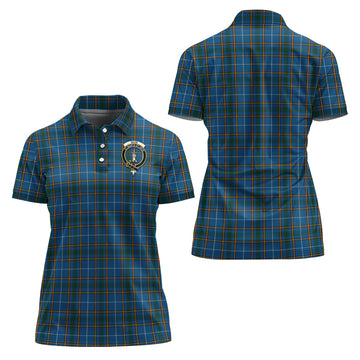 Bain Tartan Polo Shirt with Family Crest For Women
